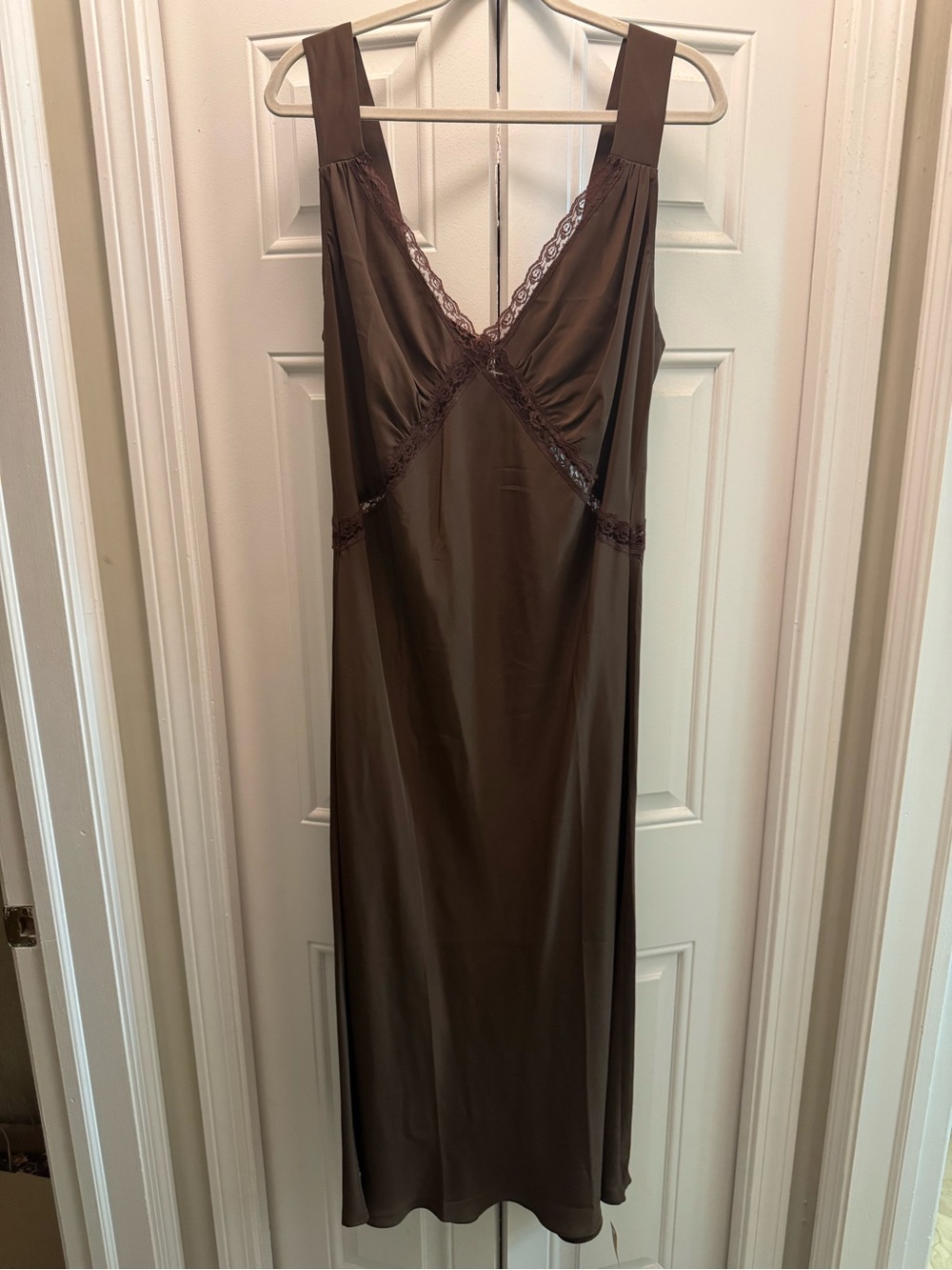 NWT Reformation 100% Silk Satin Lace-Trim Slip Dress
